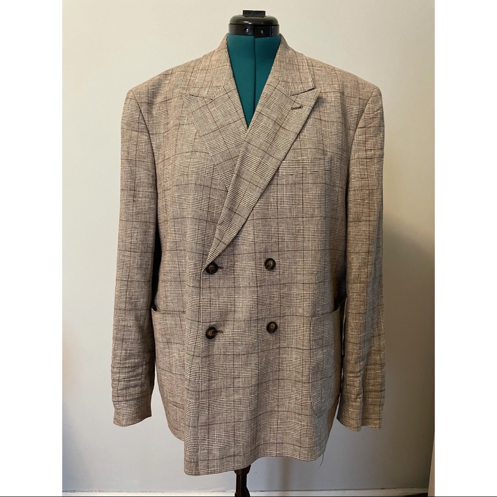 Asos Brown Linen Oversized Double Breasted Blazer